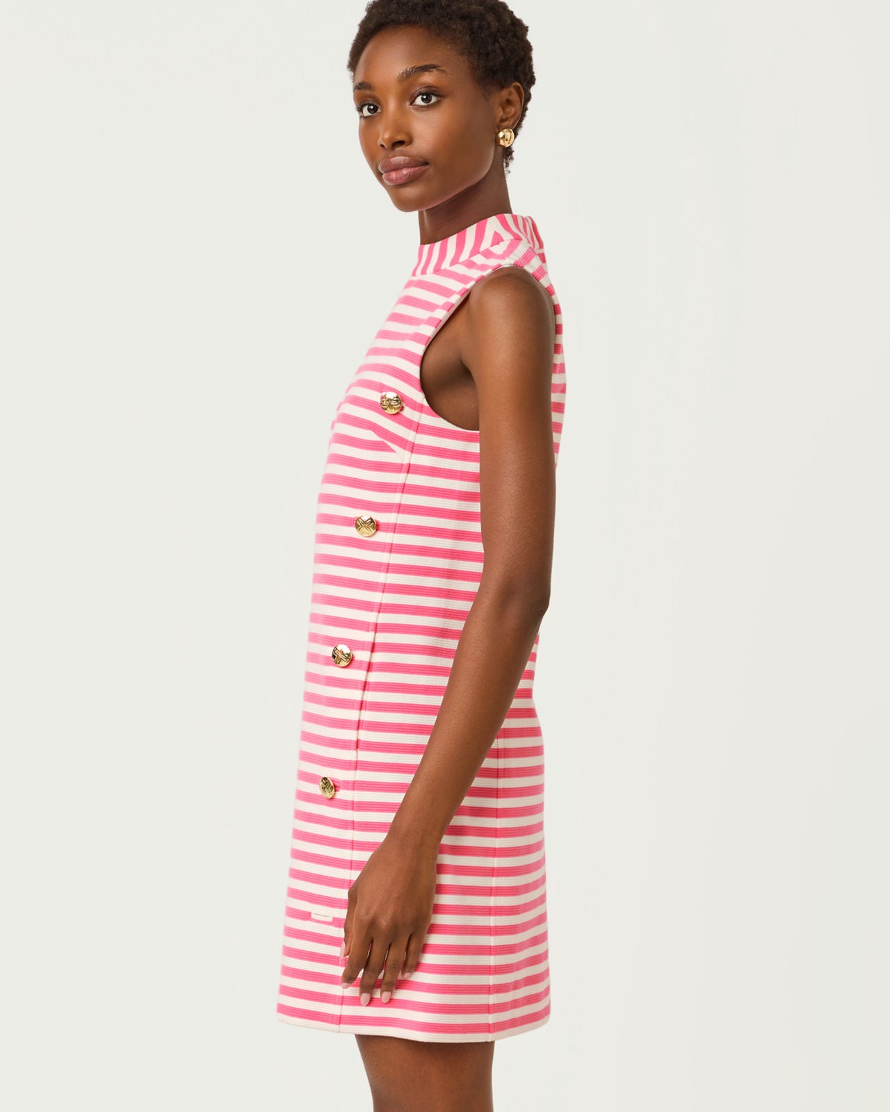 Carmina Shift Dress In Confetti Pink Ottoman Stripe