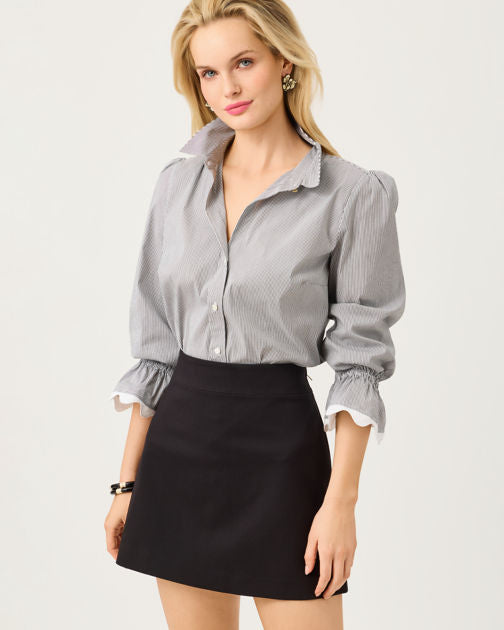 The Ricrac Lilly Shirt In Noir Stripe