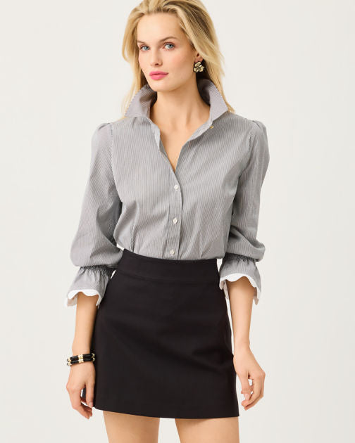 The Ricrac Lilly Shirt In Noir Stripe