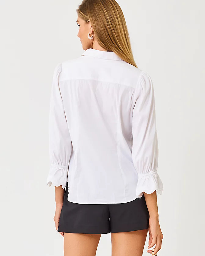 The RicRac 3/4 Sleeve Lilly Shirt in Resort White