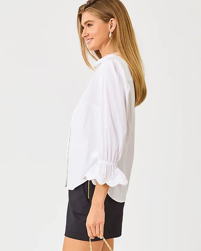 The RicRac 3/4 Sleeve Lilly Shirt in Resort White