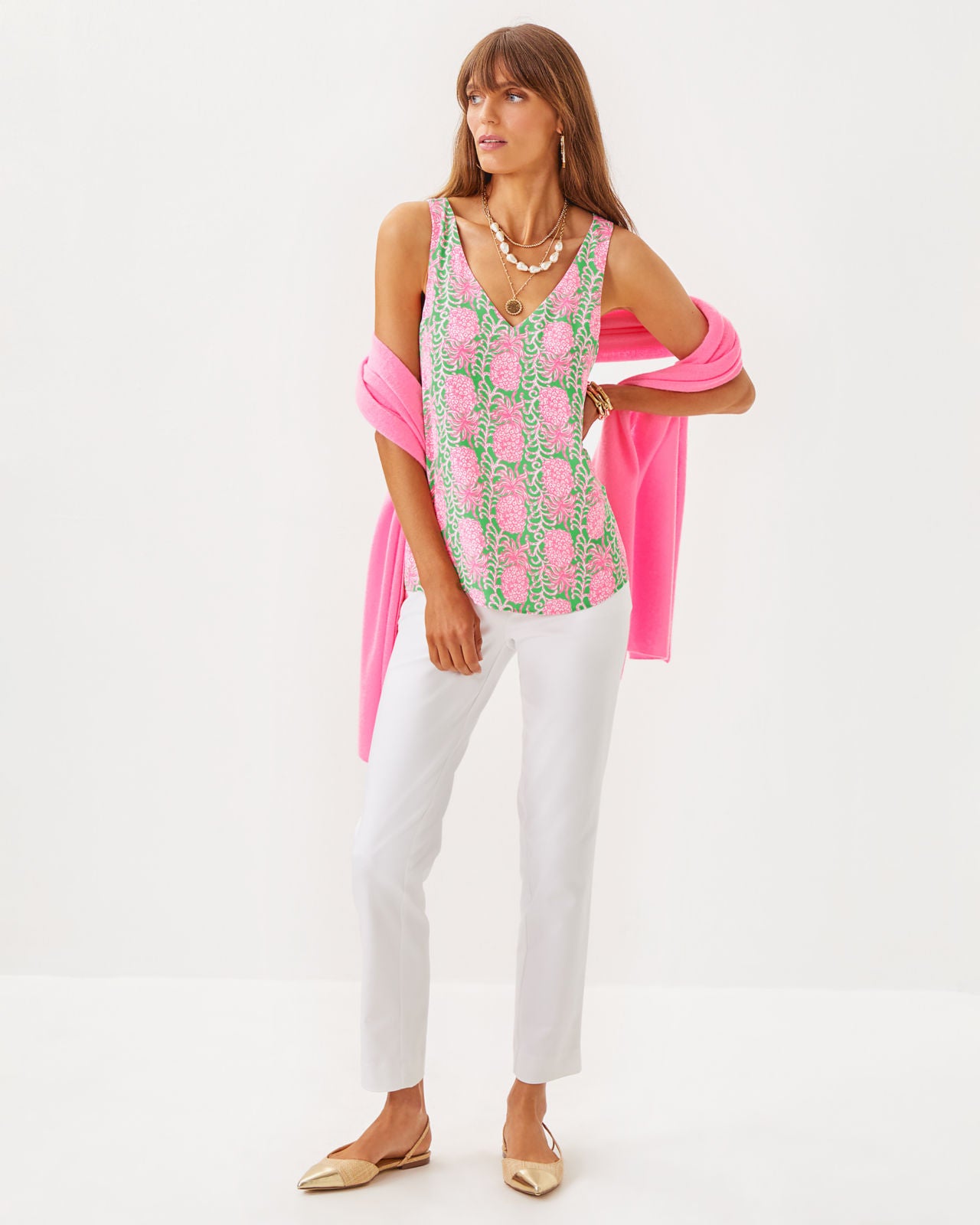 Florin Straight Hem Top in Fauna Green Party Like A Pineapple