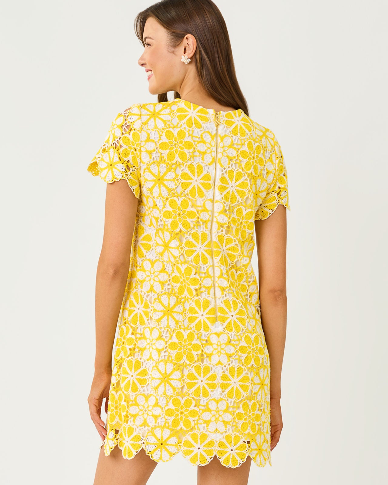 Courtney Crochet Dress in Mimosa Yellow