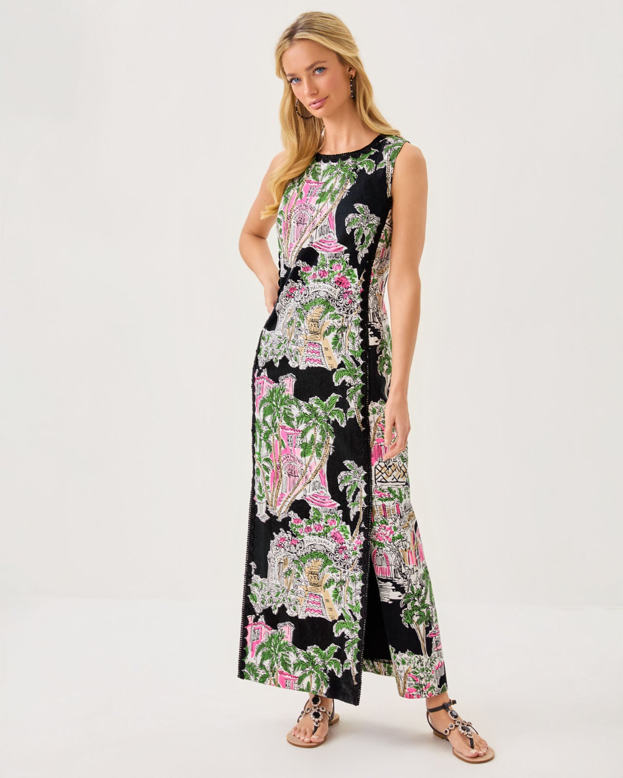Darlene Stretch Maxi Shift In Onyx PB Anniversary Toile