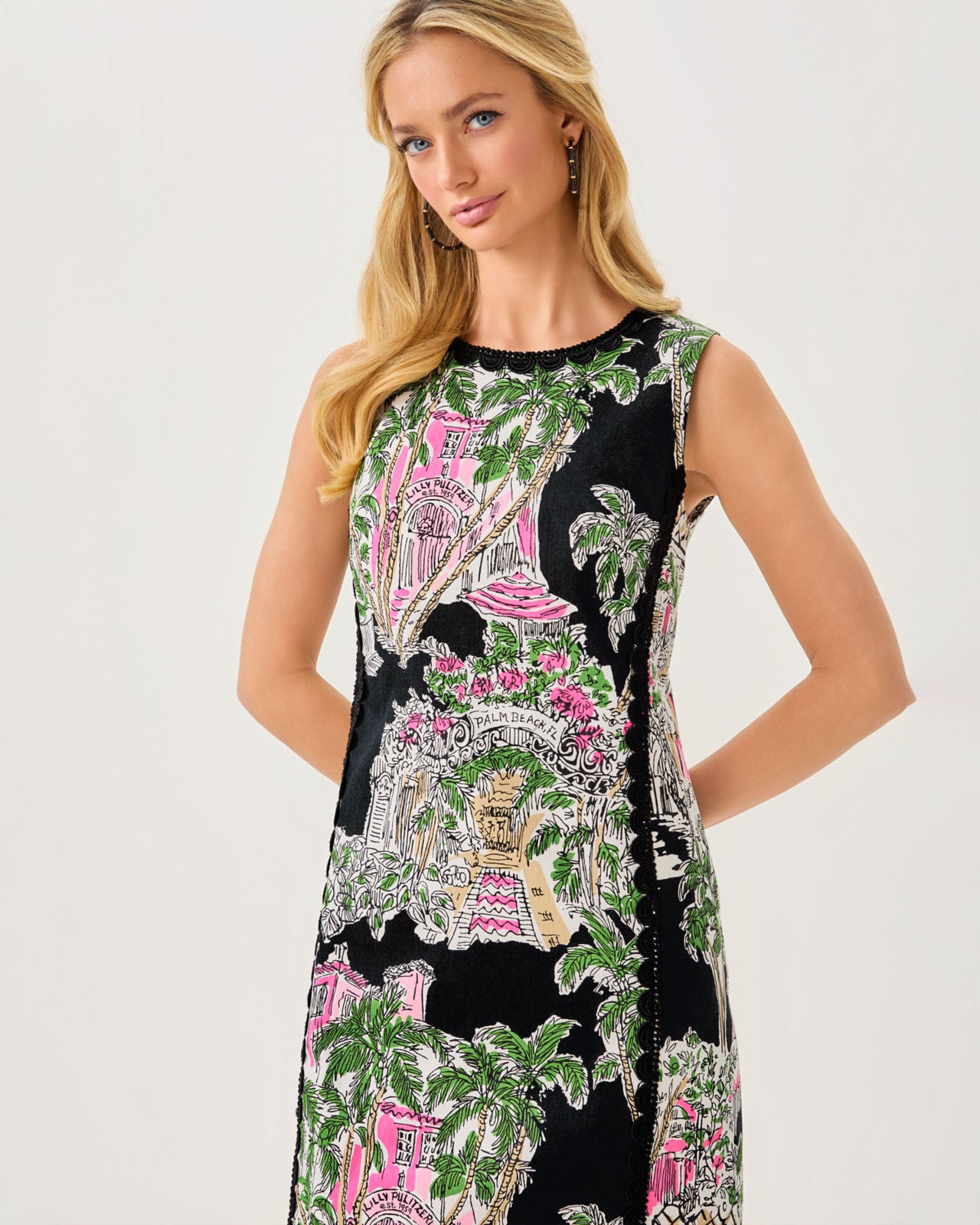 Darlene Stretch Maxi Shift In Onyx PB Anniversary Toile