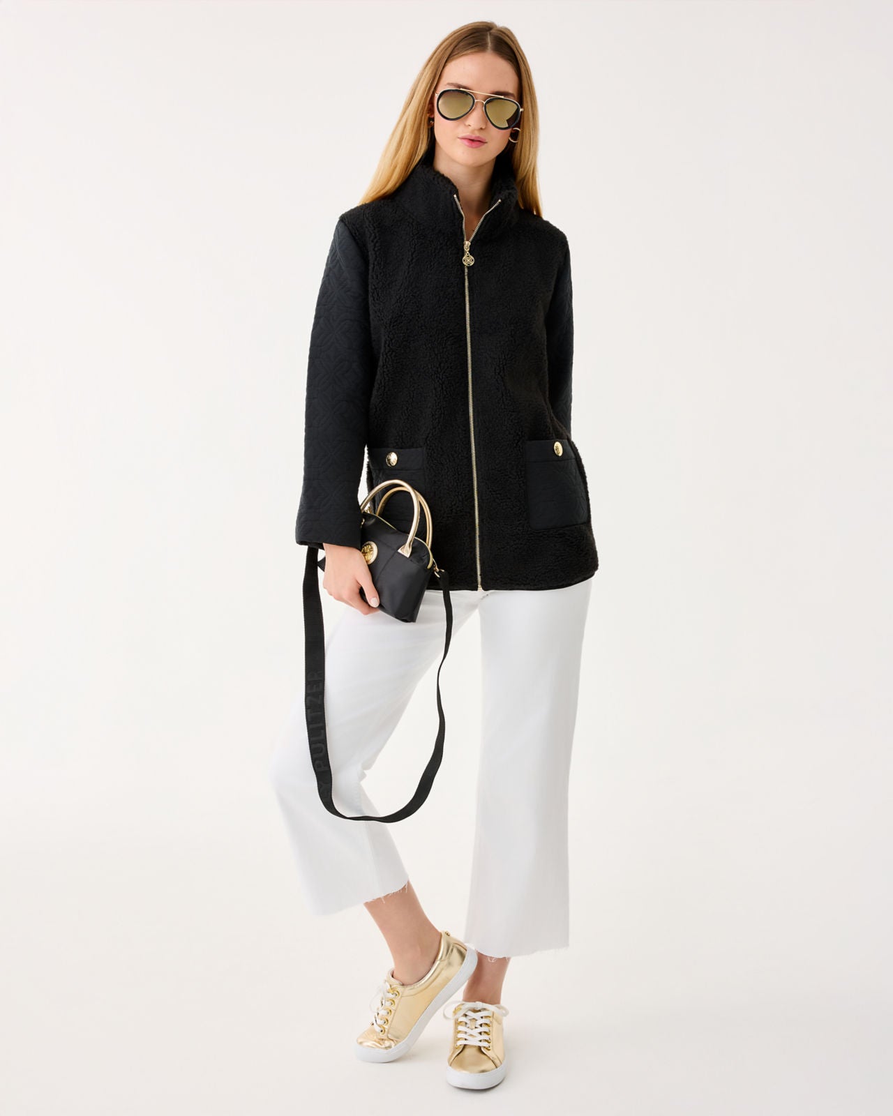 Helaina Sherpa Jacket In Noir