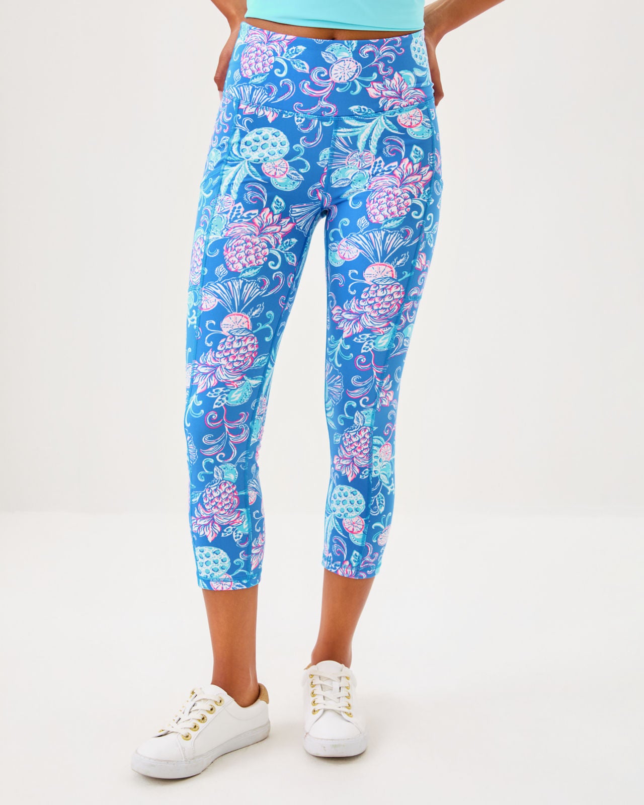 Weekender High Rise Crop In Sunwashed Blue Citrus Crush
