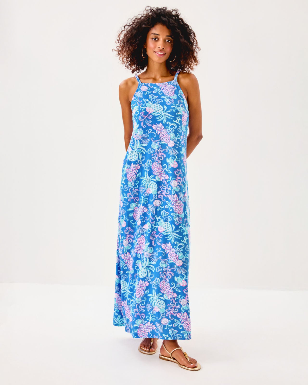 Kyleigh Maxi Dress In Sunwashed Blue Citrus Crush