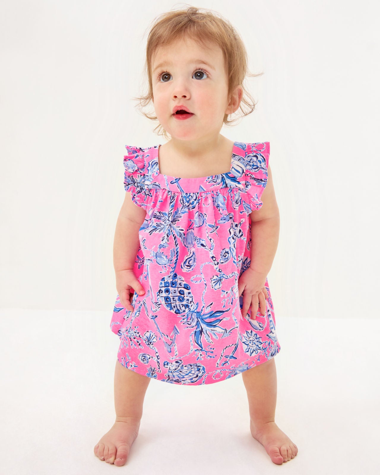 Plumeria Infant Dress In Rousseau Pink Barefoot Beachcombers