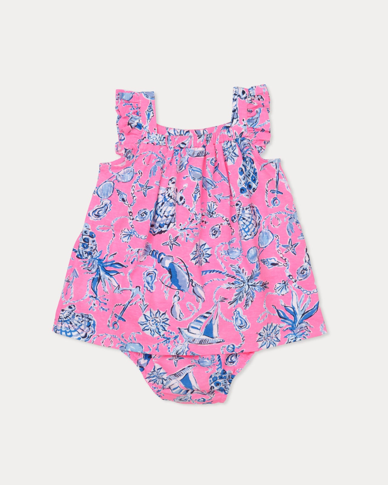 Plumeria Infant Dress In Rousseau Pink Barefoot Beachcombers