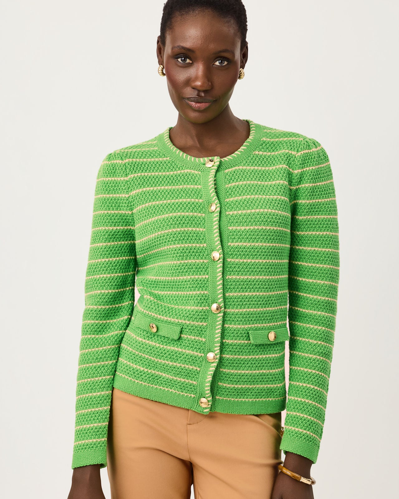 Maysen Cardigan in Chateau Green Beachy Stripe
