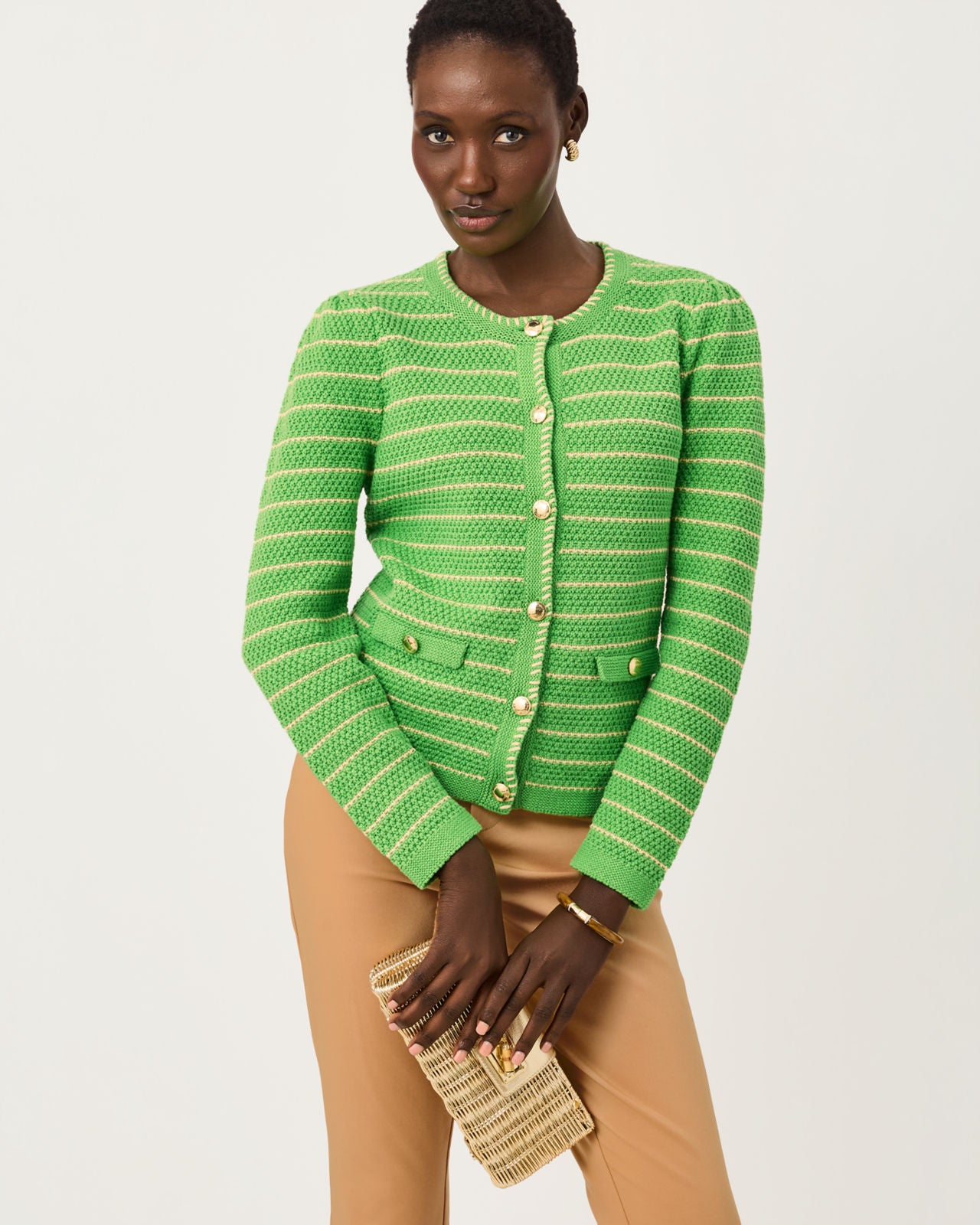 Maysen Cardigan in Chateau Green Beachy Stripe