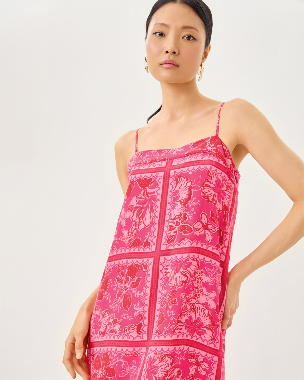 Jesslyn Silk Maxi Slip Dress In Sun Shell Pink Big Party