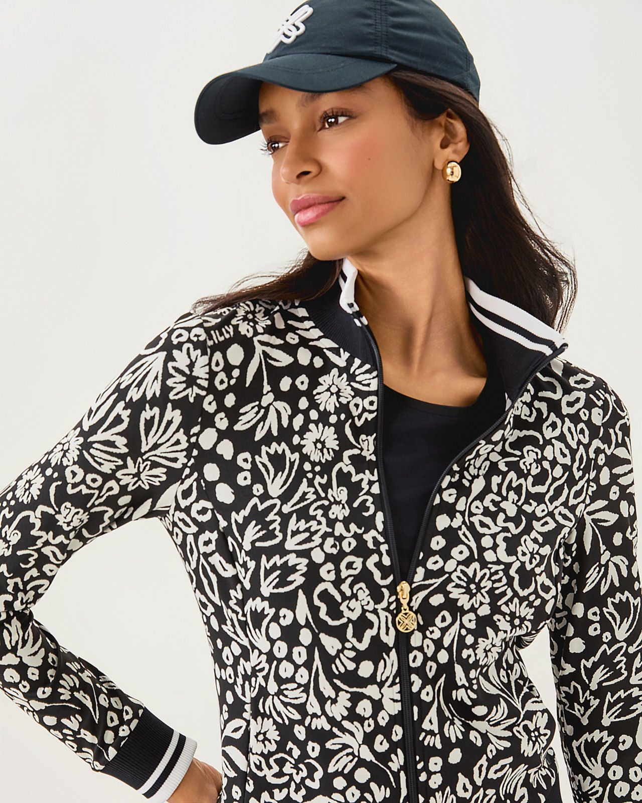 Regate Jacket UPF 50+ In Noir Purrfect Pounce Knit Jacquard