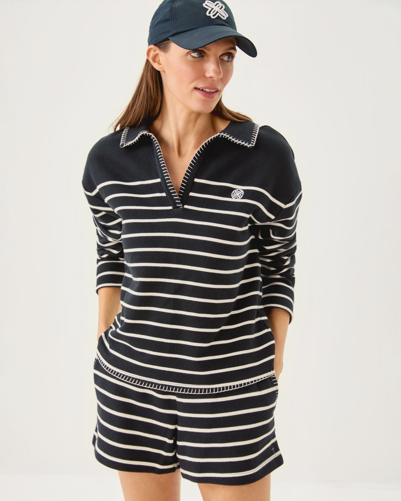Corvaya Pullover In Noir Legacy Stripe