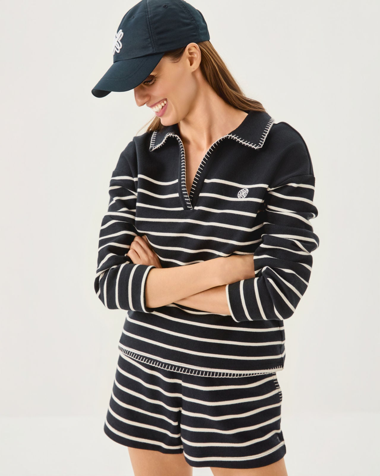 Corvaya Pullover In Noir Legacy Stripe