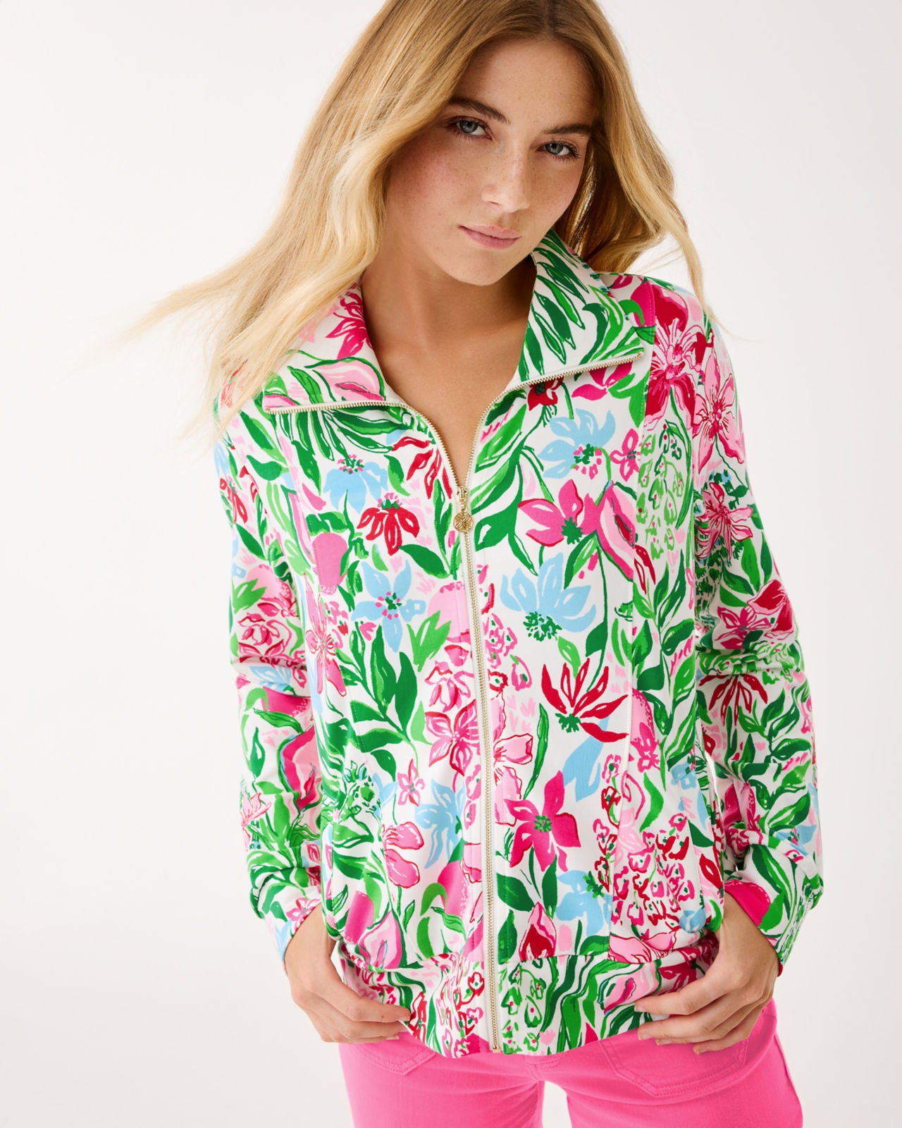 Eleni Zip-Up UPF 50+ In Multi Glowing Gardens