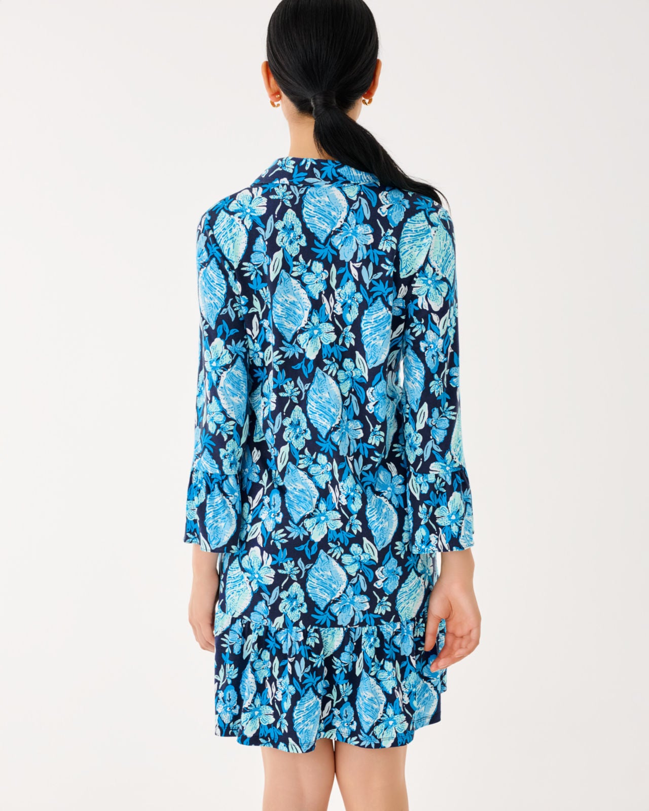 Delany Dress In Low Tide Navy Seashell Splendor