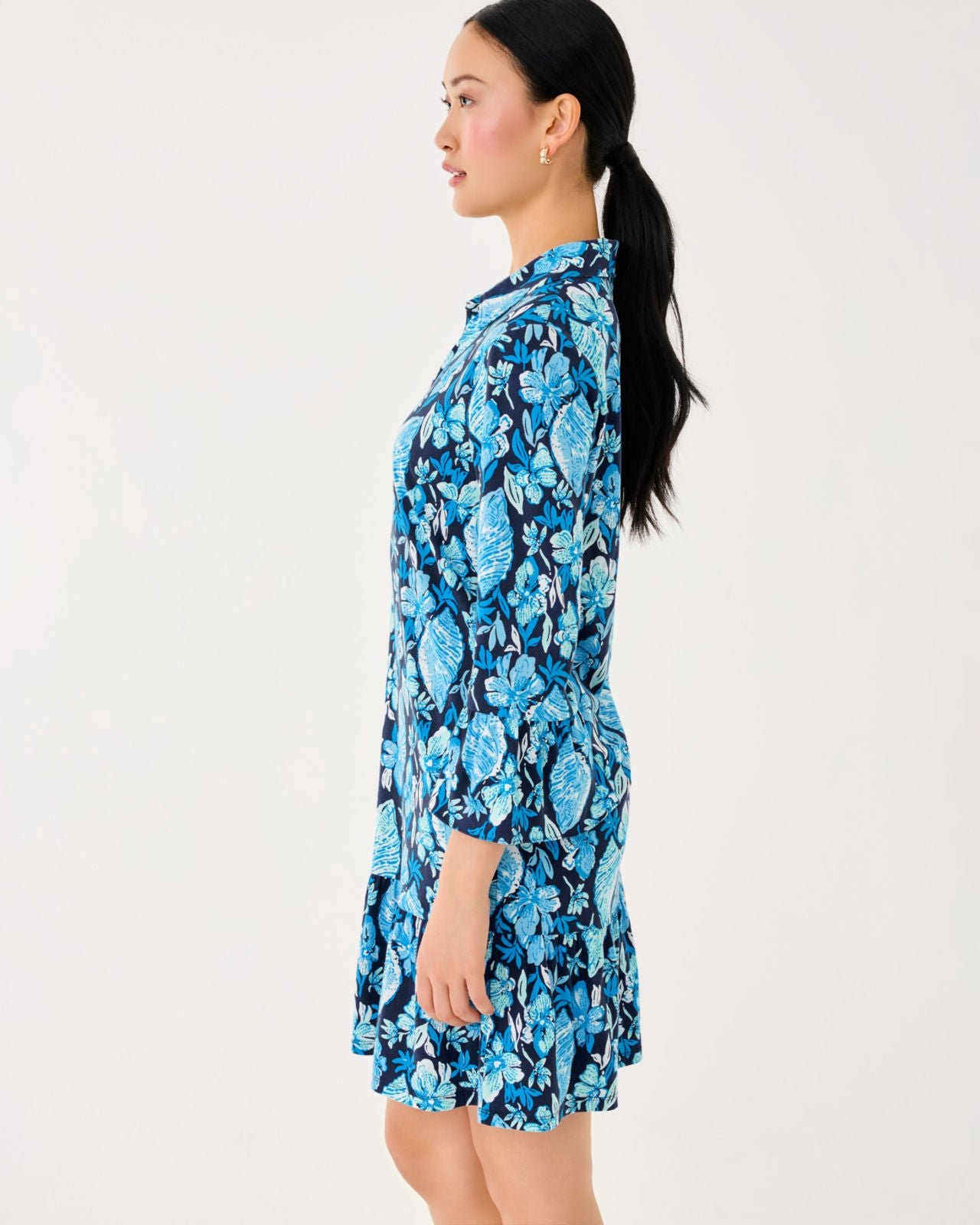 Delany Dress In Low Tide Navy Seashell Splendor