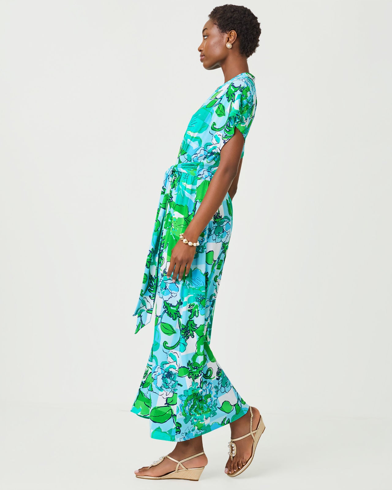 Keenan Maxi Dress In Capri Blue Rousseaus Roses
