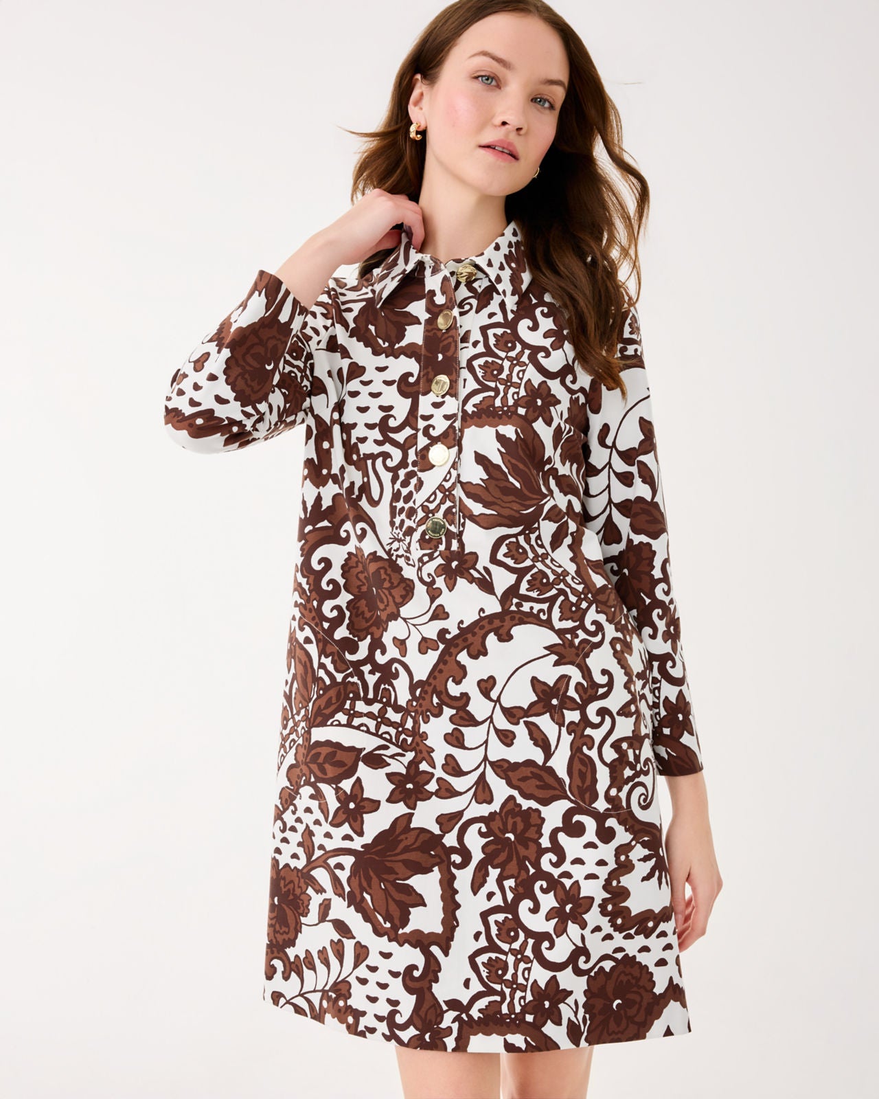 Gabi Dress In Beachcomber Brown Spicy Socialite