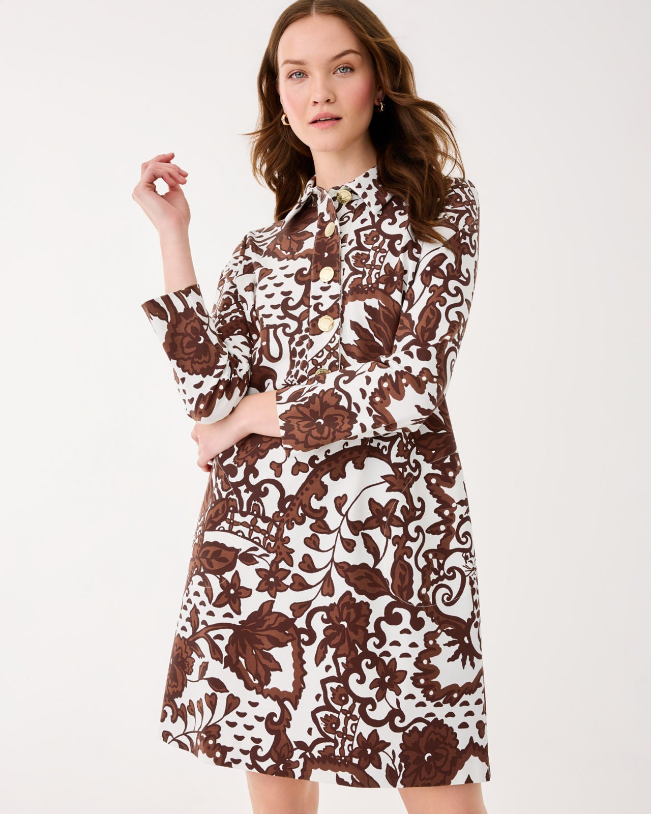 Gabi Dress In Beachcomber Brown Spicy Socialite