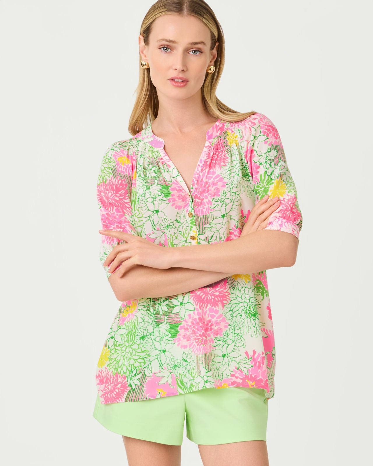 Elsa Short Sleeve Top In Mum Patch