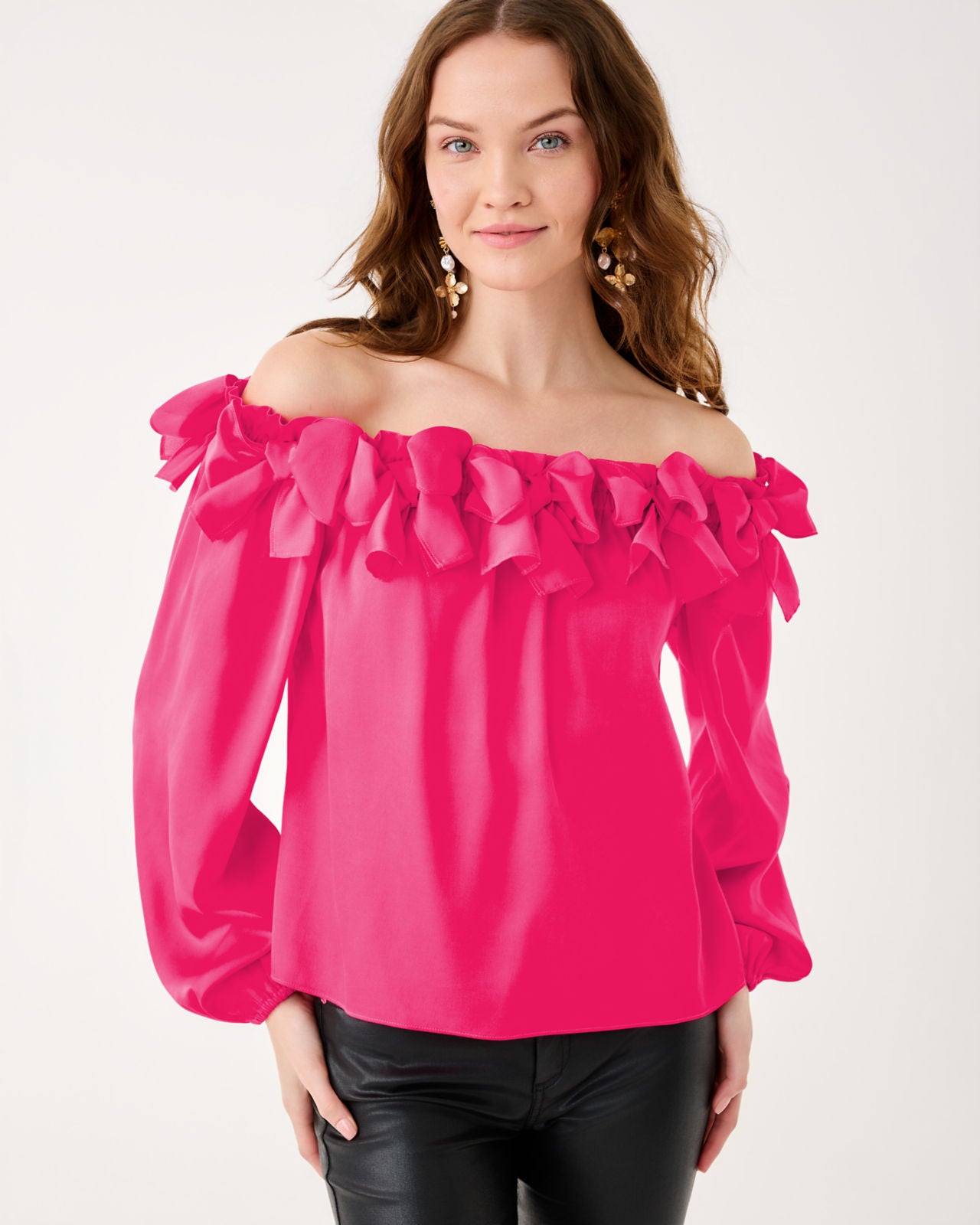 Analea Off The Shoulder Top In Sun Shell Pink