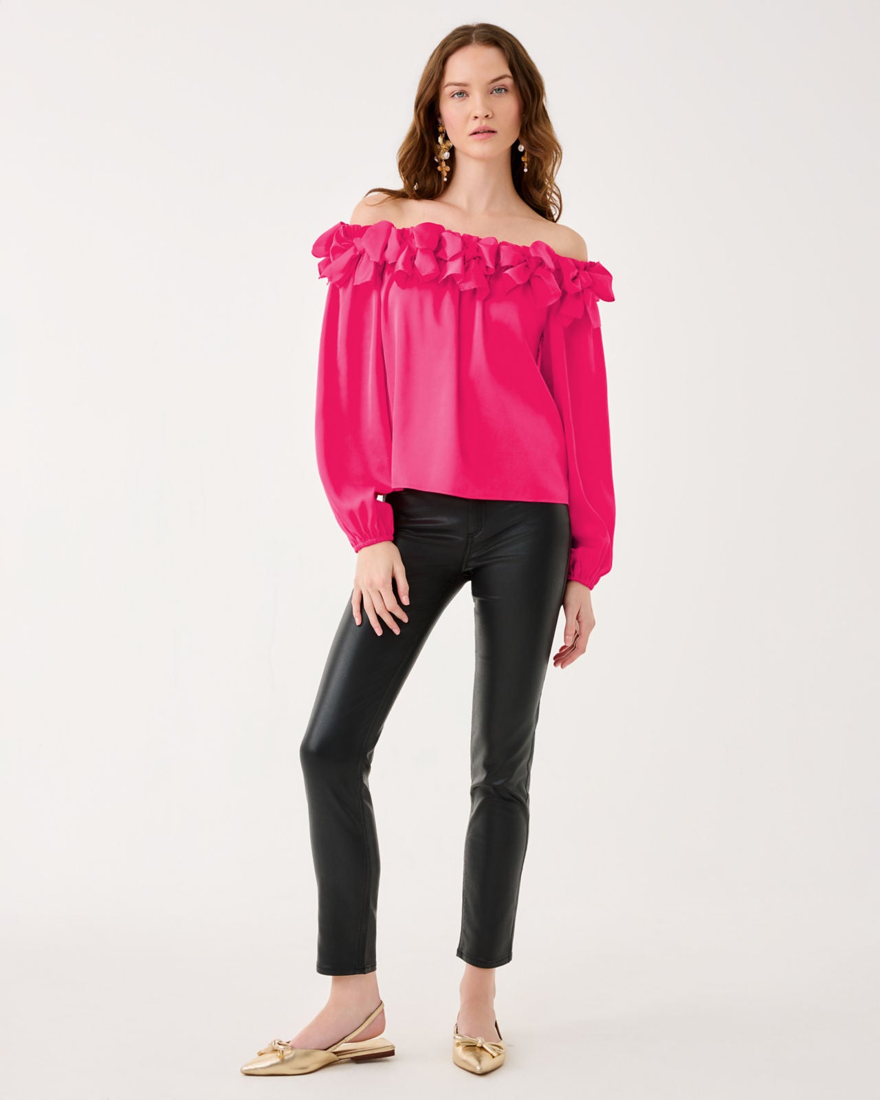 Analea Off The Shoulder Top In Sun Shell Pink