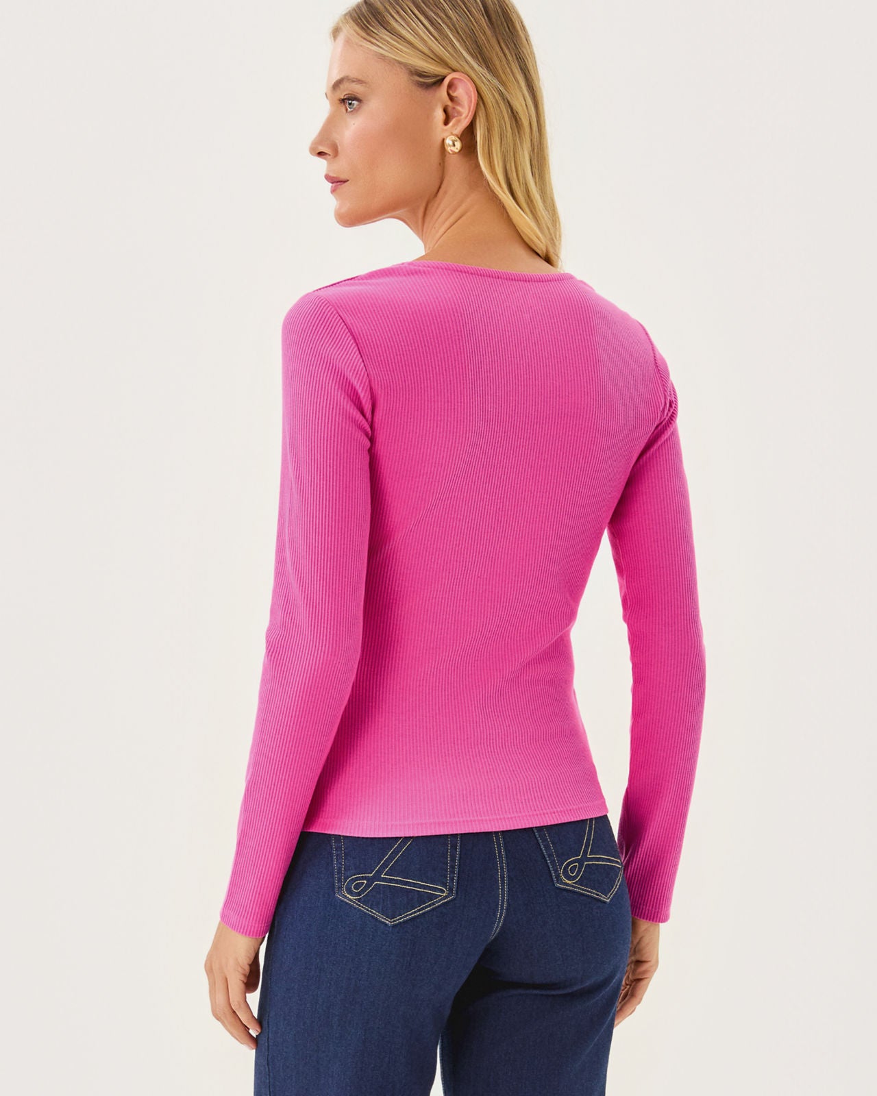 Beaty Long Sleeve Knit Top In Parigi Pink