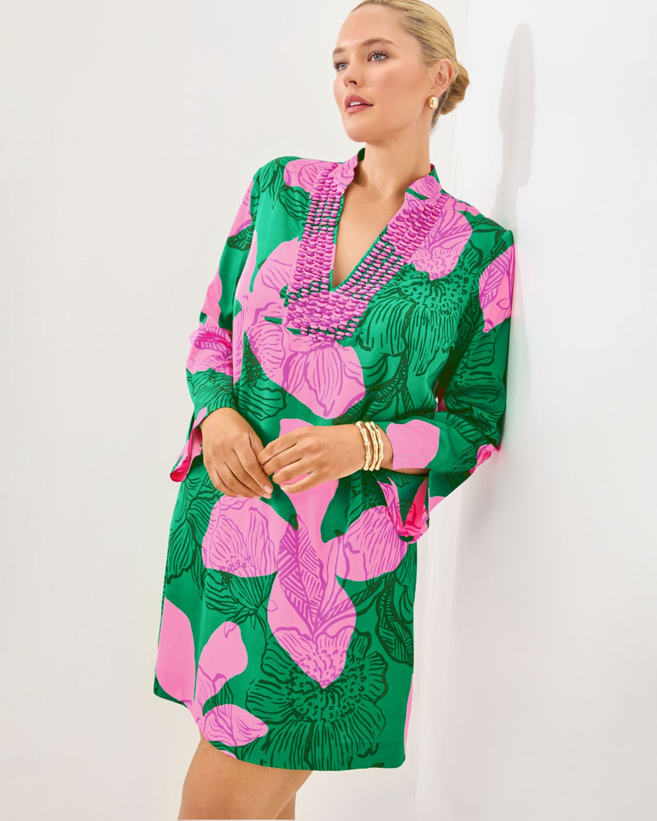 Irella Caftan Dress In Kitts Green Sunset Shadows