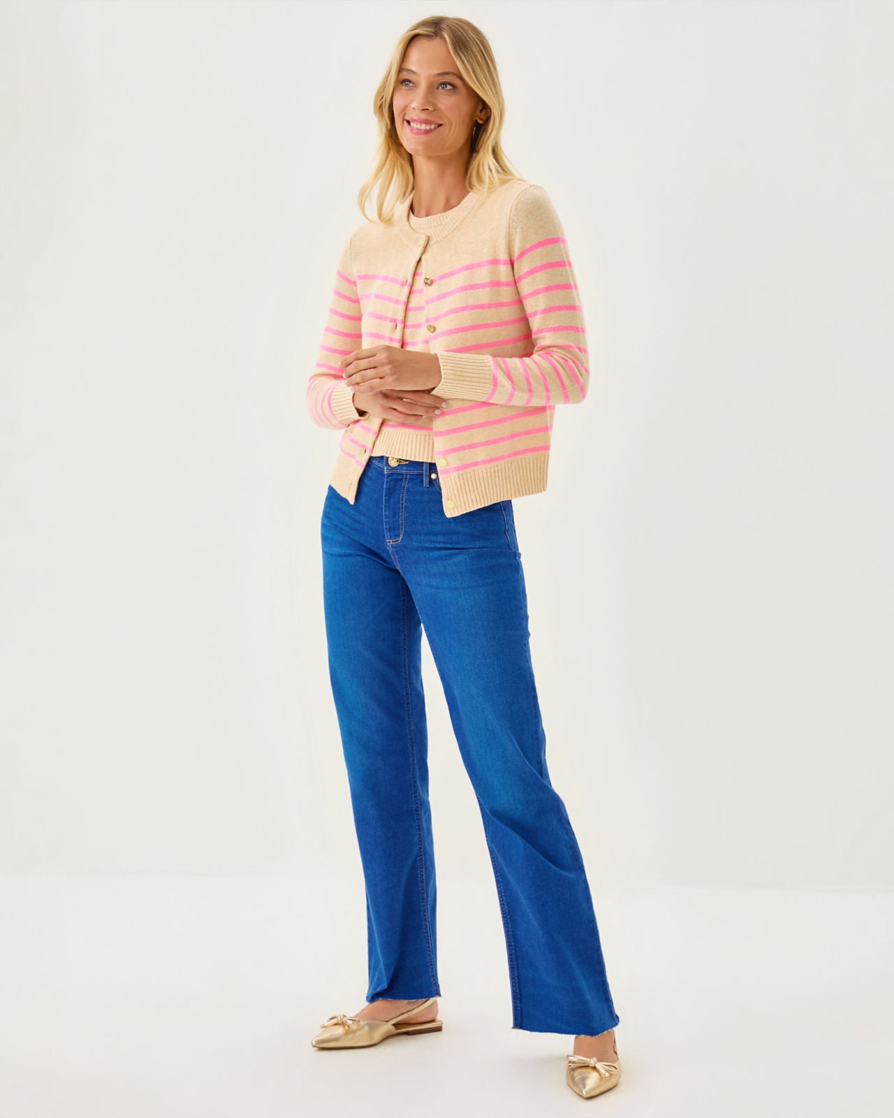 Fairley Stripe Sweater Set In Heathered Wicker Tan Irisistable