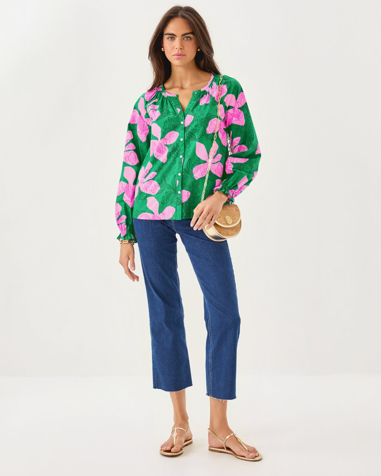 Aldina Top In Kitts Green Sunset Shadows