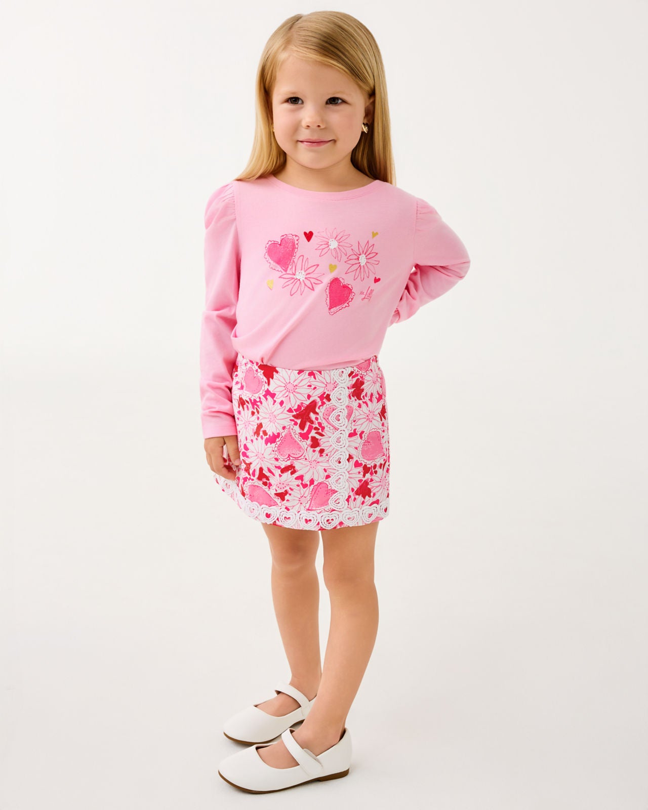Mini Jansen Long Sleeved In Multi Dear Heart Graphic Childrens