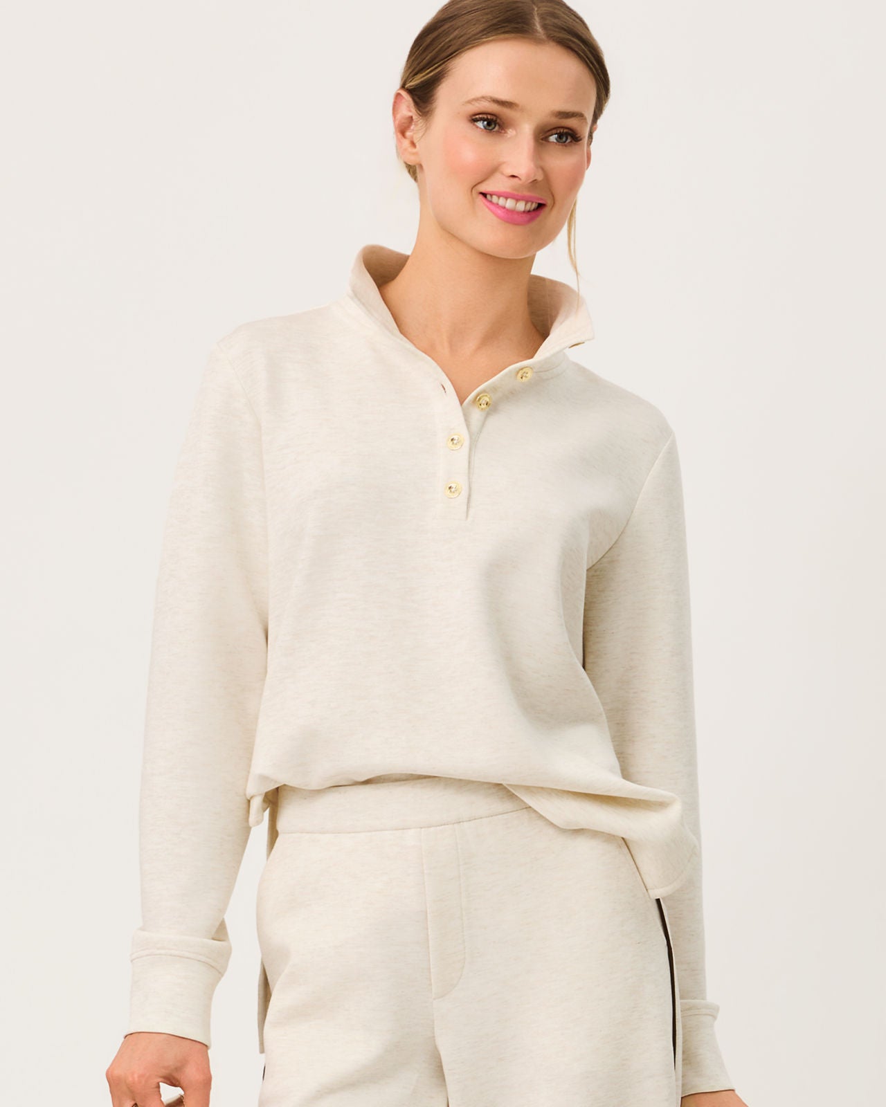Cowie UPF 50+ Pullover In Heathered Coconut