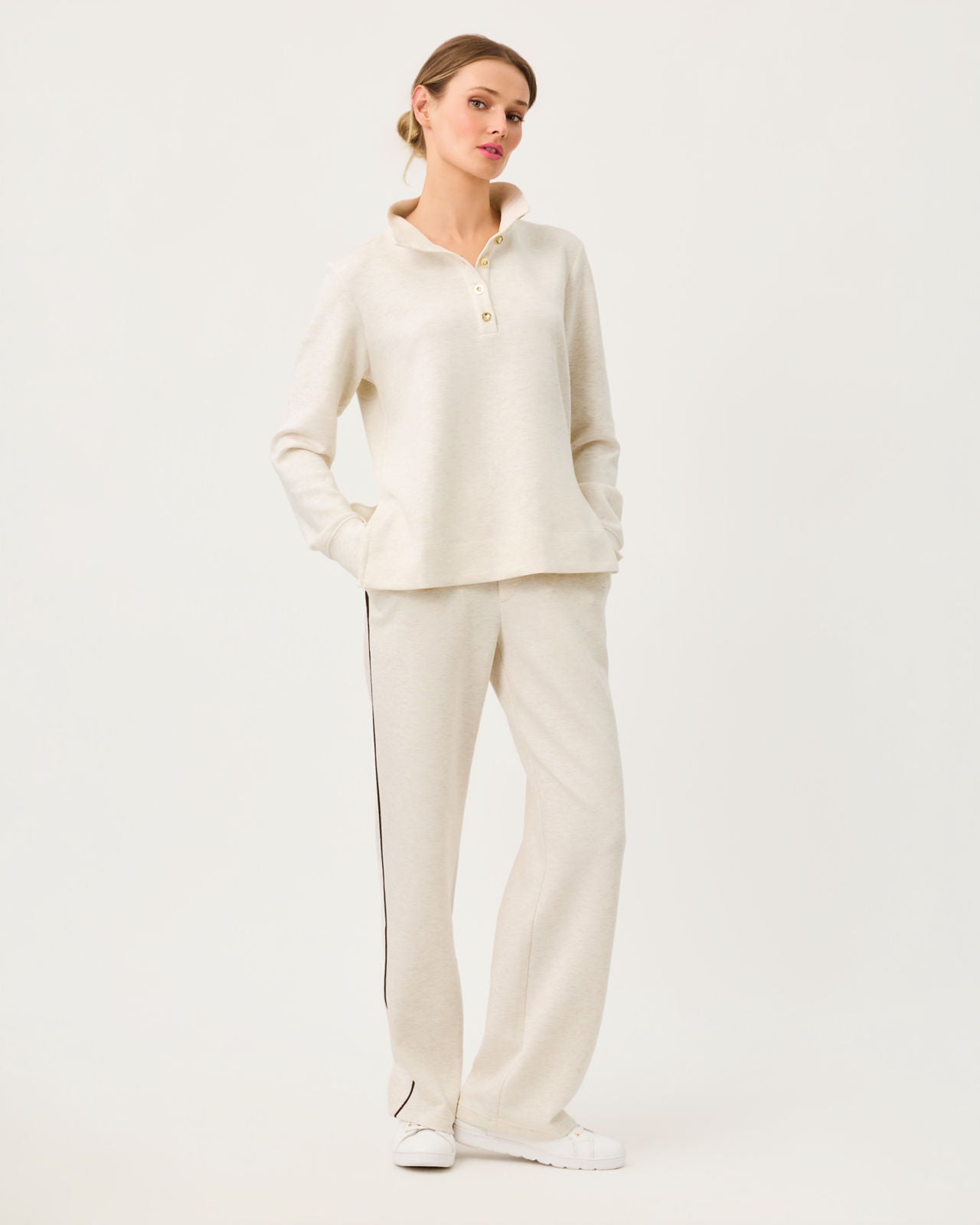 Cowie UPF 50+ Pullover In Heathered Coconut
