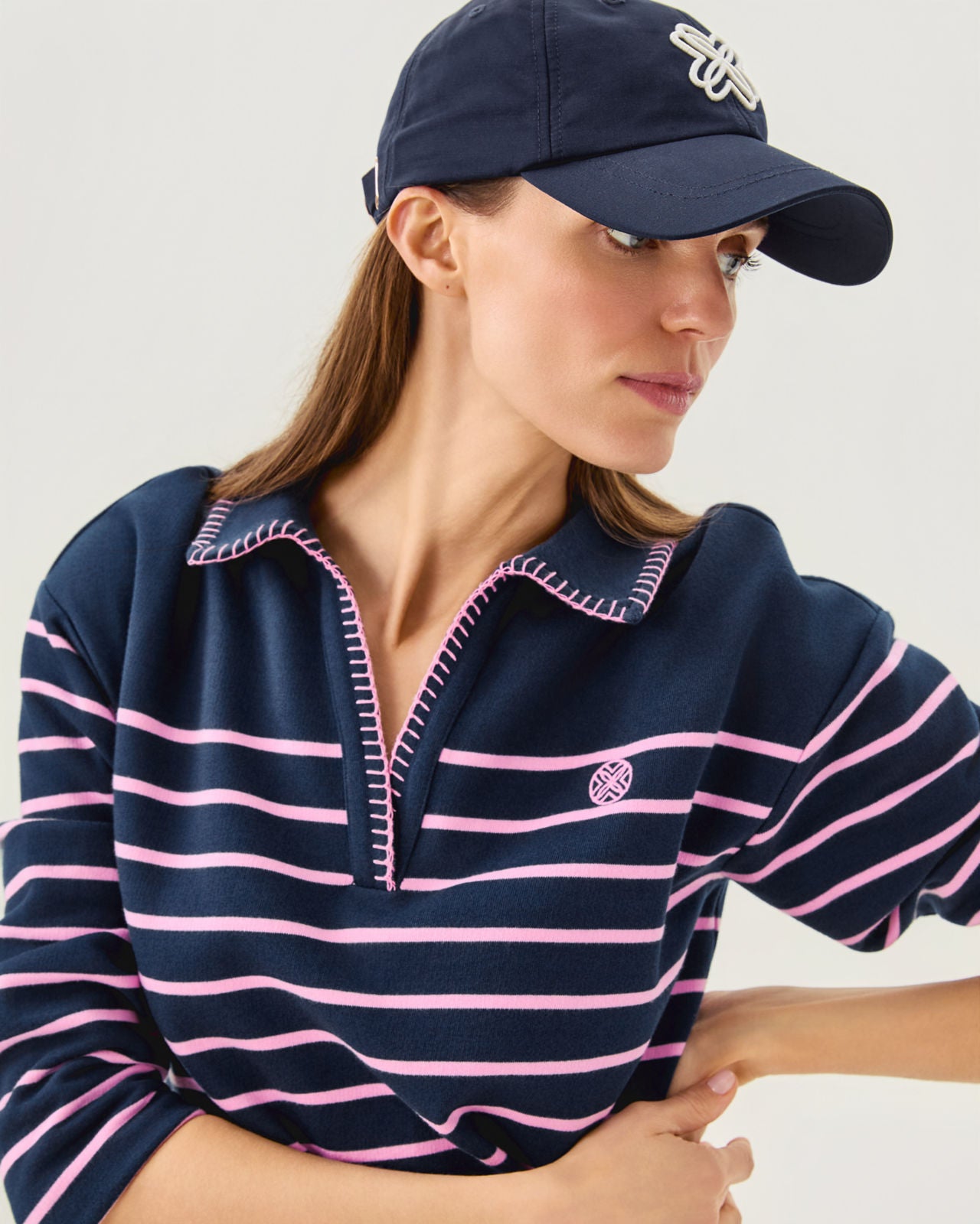 Corvaya Dress In Low Tide Navy Legacy Stripe