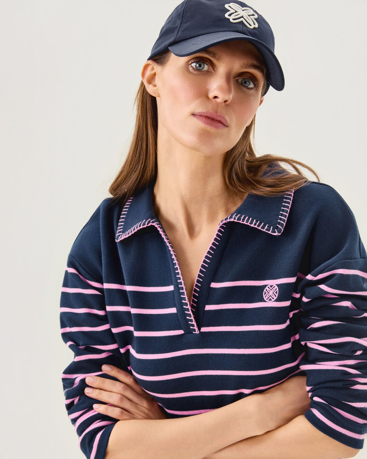 Corvaya Pullover In Low Tide Navy Legacy Stripe