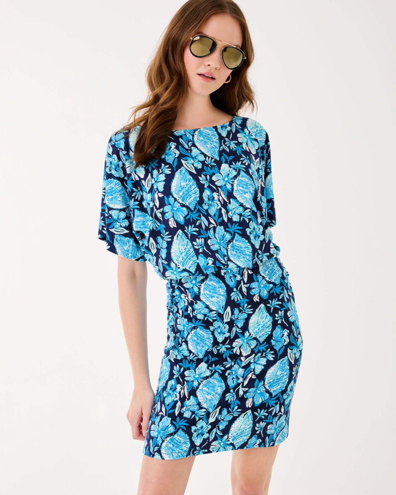 Zahra Dress In Low Tide Navy Seashell Splendor
