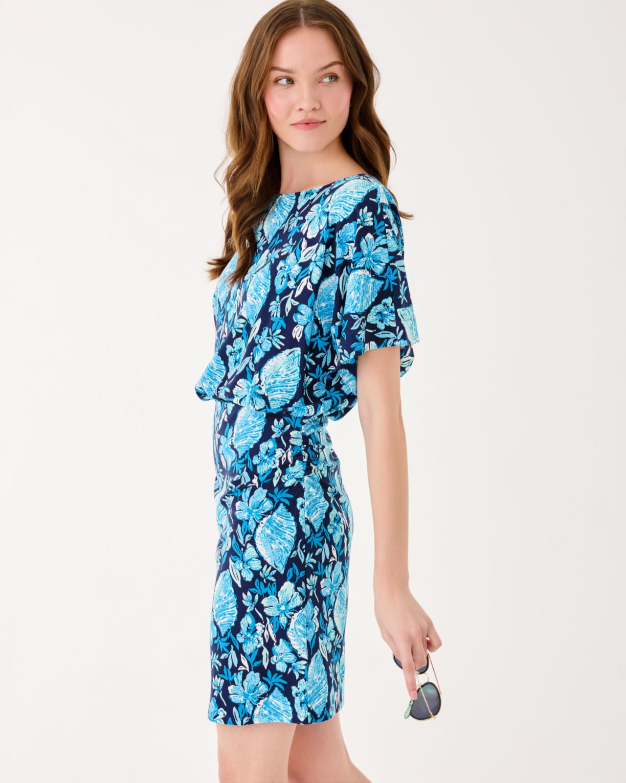 Zahra Dress In Low Tide Navy Seashell Splendor