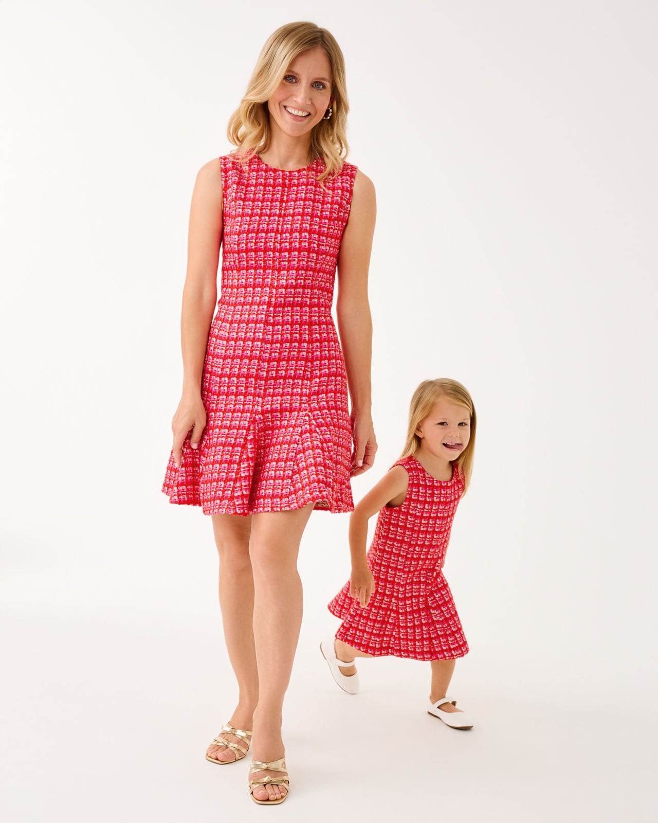 Enya Boucle Dress In Cranberry Red Fiesta Boucle