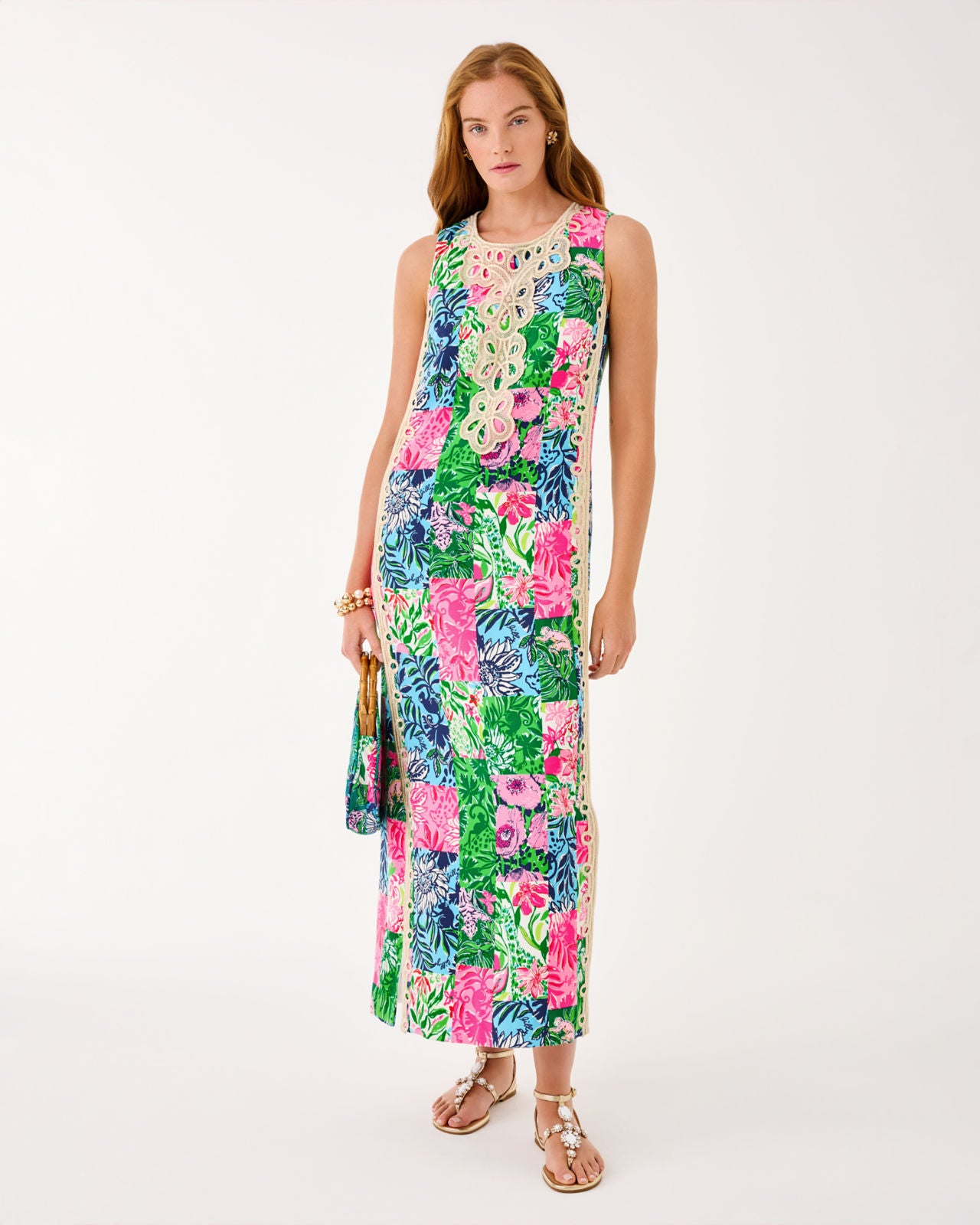 Edita Maxi Shift Dress In Multi Party Punch Patch