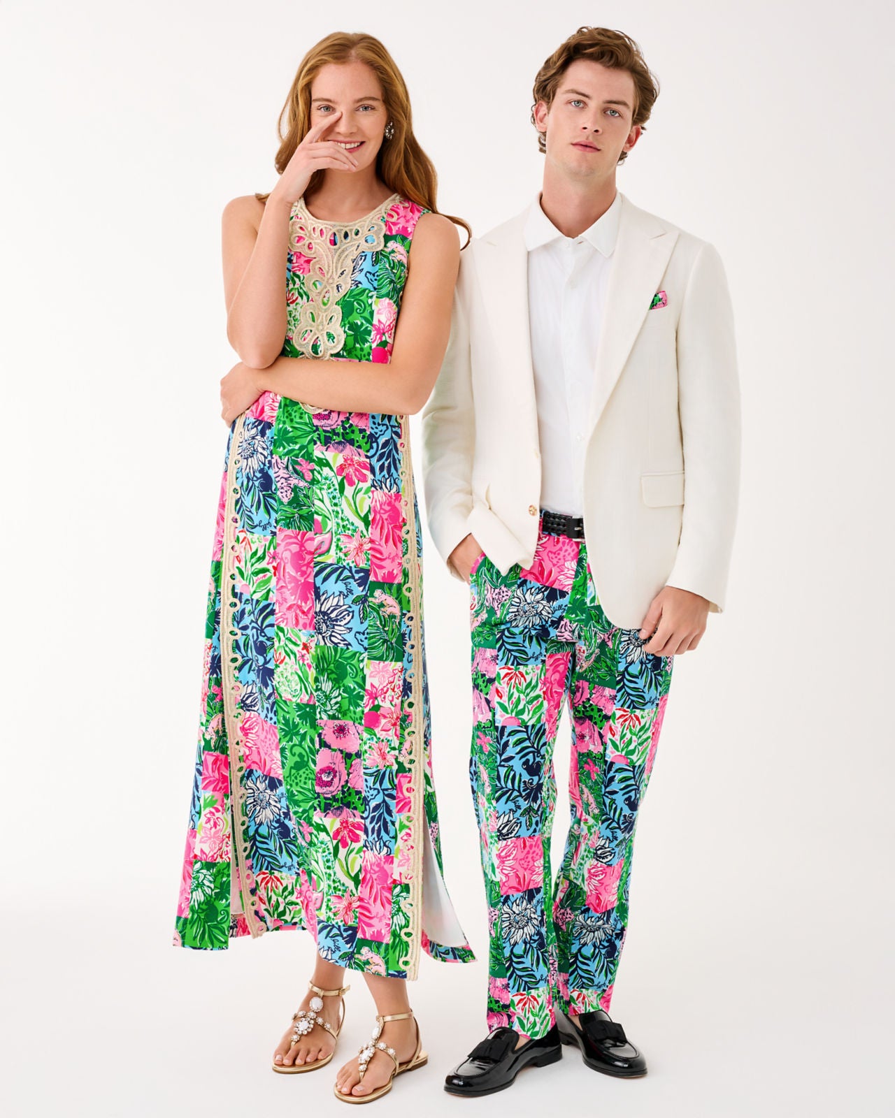 Edita Maxi Shift Dress In Multi Party Punch Patch