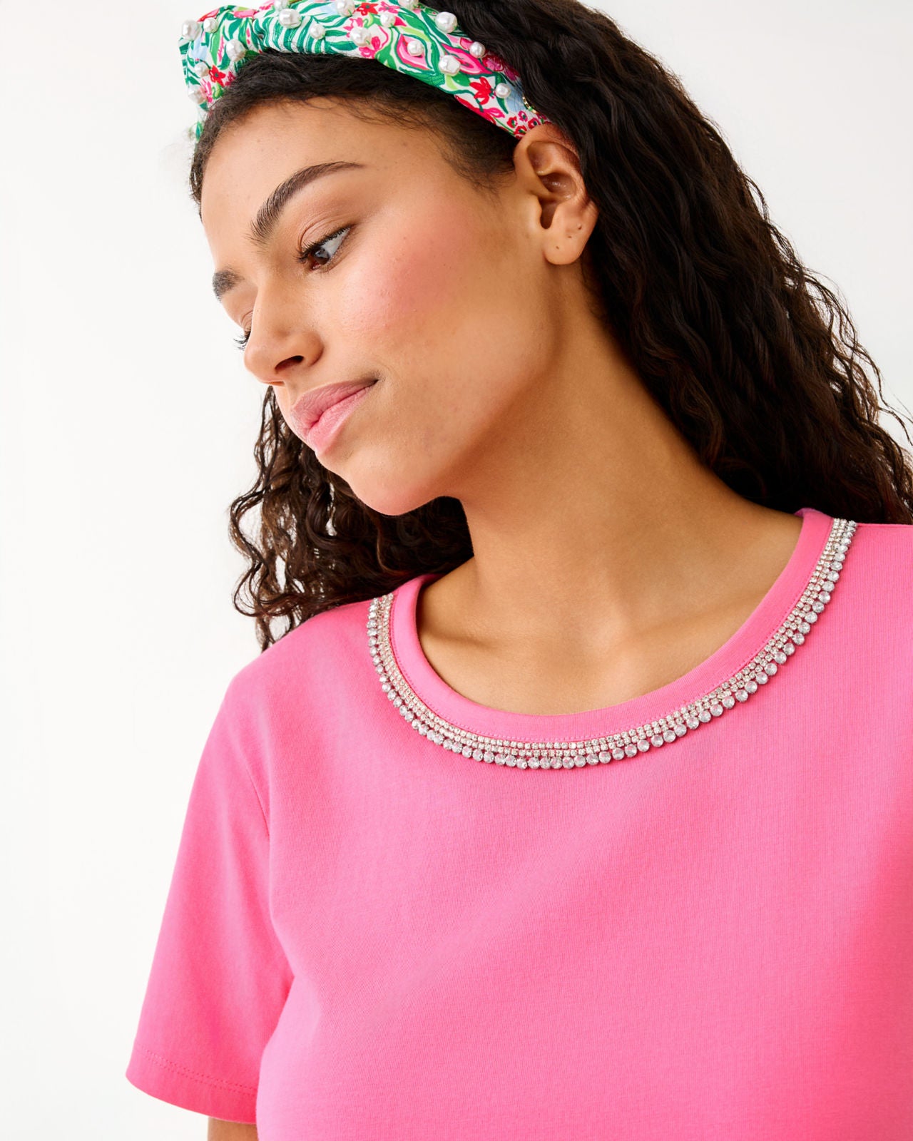 Clairmont Rhinestone Knit Top In Confetti Pink