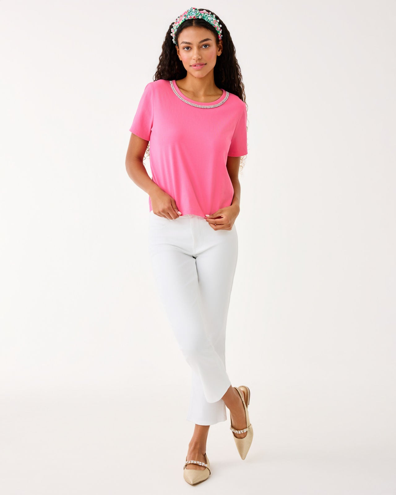 Clairmont Rhinestone Knit Top In Confetti Pink