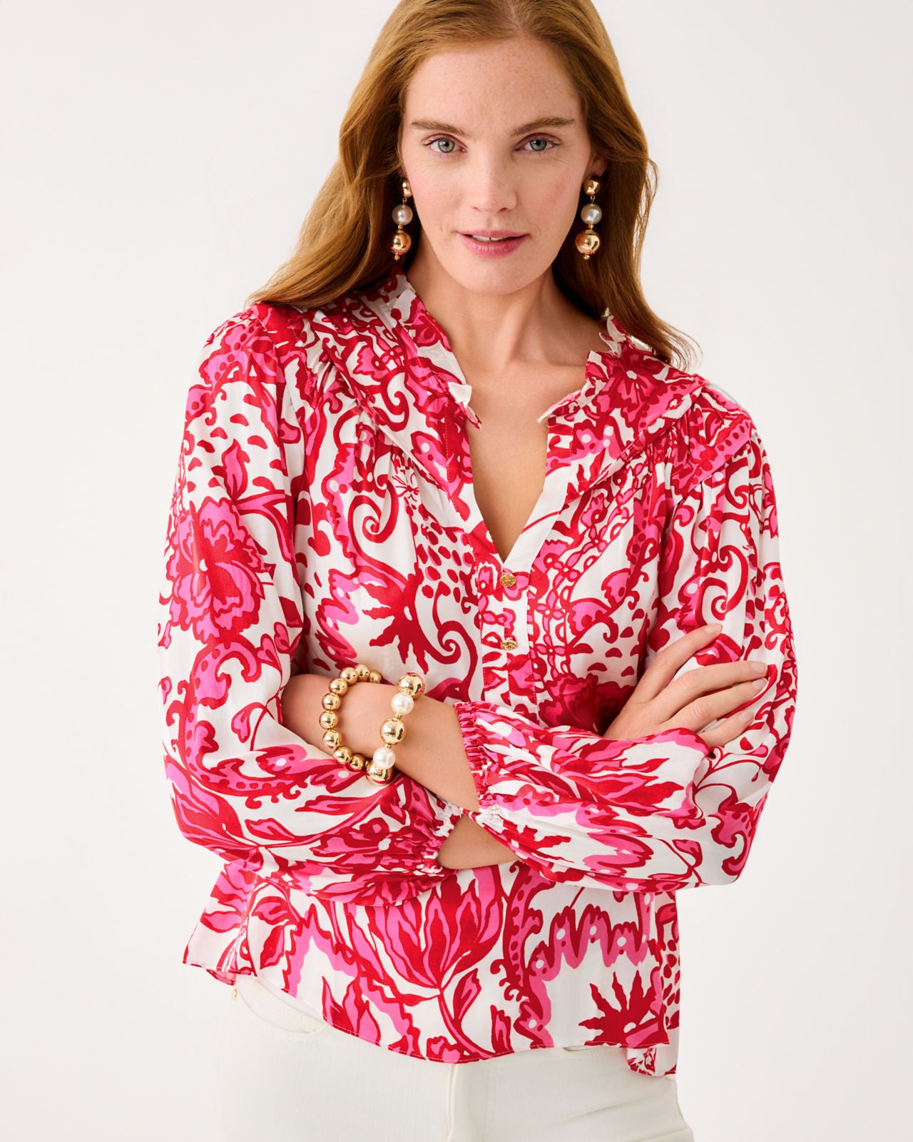 Japhia Long Sleeve Top In Coconut Spicy Socialite