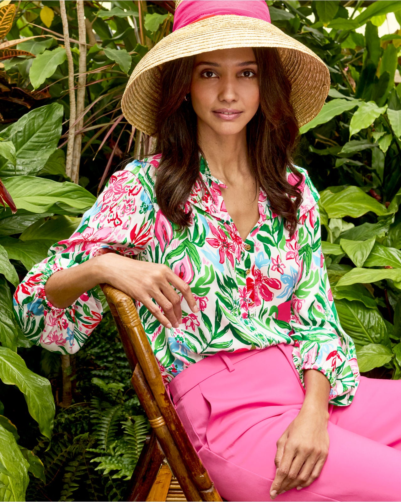 Japhia Long Sleeve Top In Multi Glowing Gardens