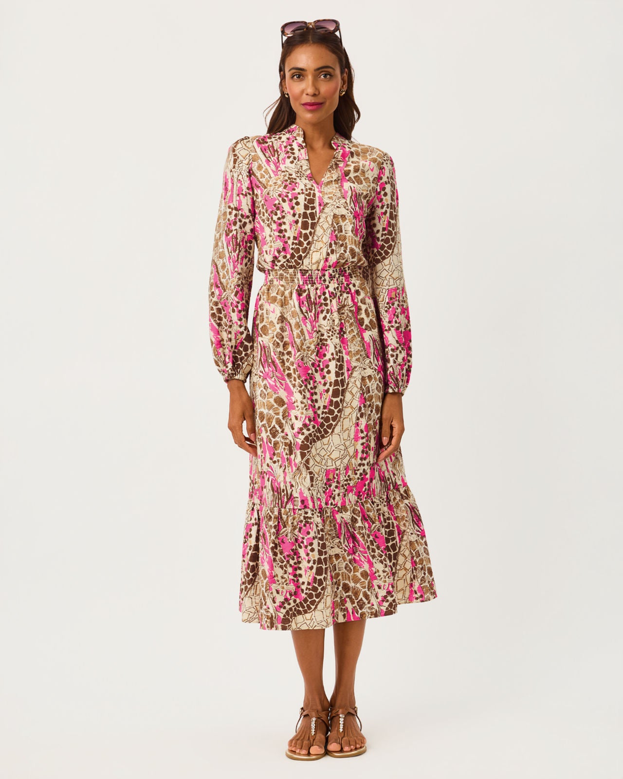 Axton Midi Dress In Sketching On Safari