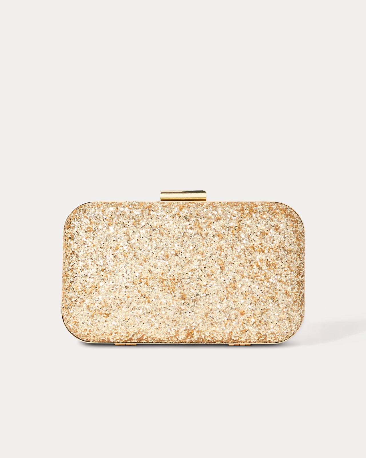Wanda Bow Glitter Clutch In Gold Metallic
