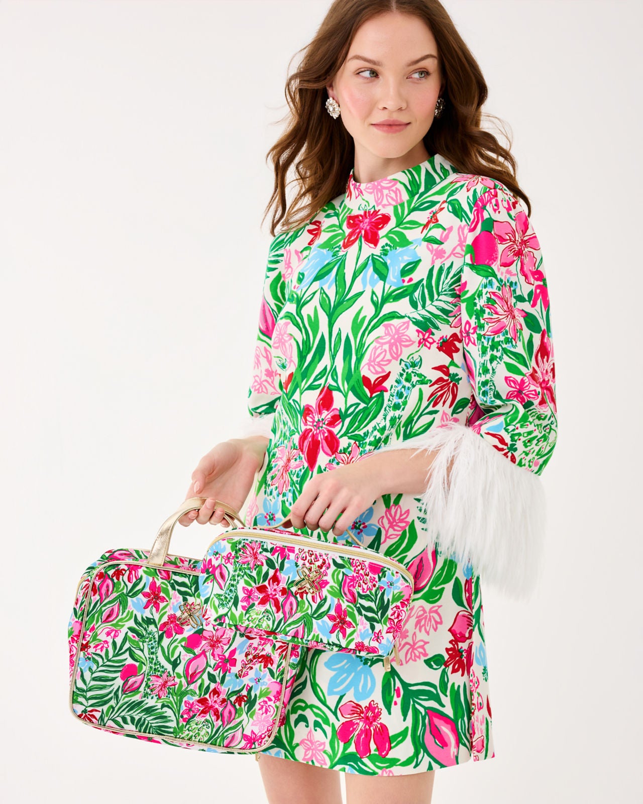 Constance Cosmetic Case In Multi Glowing Gardens